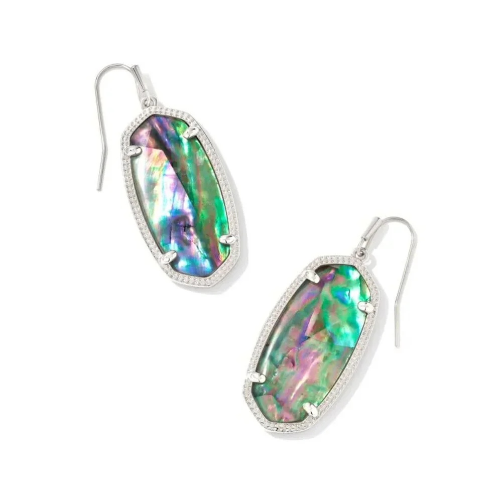 Kendra Scott Elle Lilac Abalone Earrings Silver Tone - Picture 5 of 6